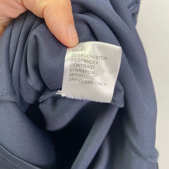 $288 Sho by Tadashi Shoji Women's Dark Blue Lace Cutout Short Sleeve MIDI Dress - Picture 7 of 8